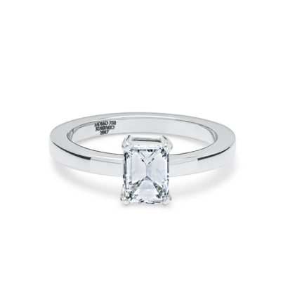 Anillo de Compromiso Corte Esmeralda de Oro Blanco - Solitario 16 | Mosso
